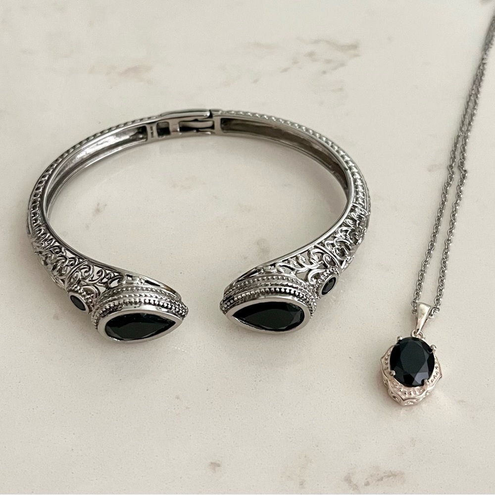 Natural Thai Black Spinel Bangle Bracelet/Neclace
